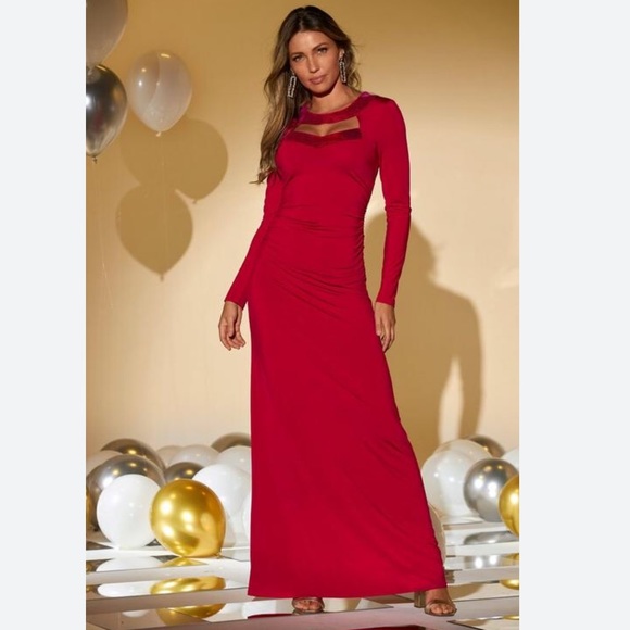 Boston Proper Cutout Sequin Maxi Dress Red - Picture 4 of 5